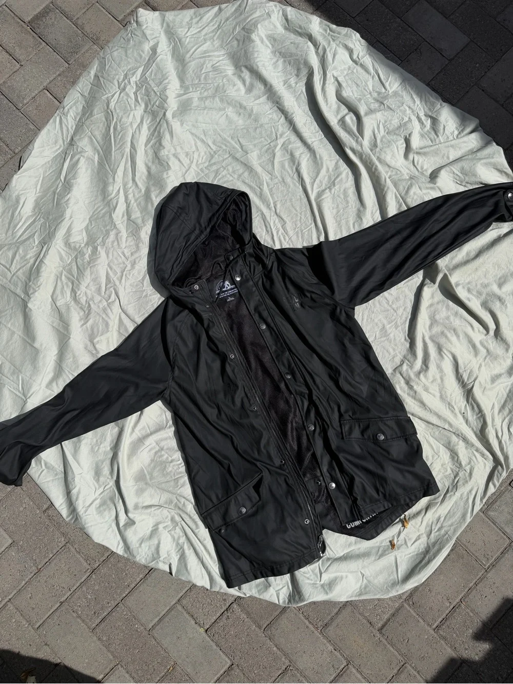 Men's Black Hooded Raincoat - Lightweight Waterproof Shell